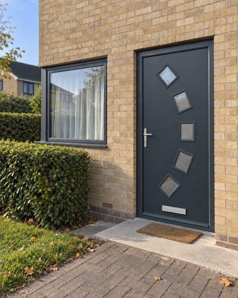 5 Square Curved Glazed Composite Front doorIn Anthracite Grey
