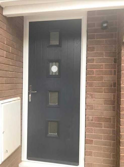Gallery 4 Square Glazed Composite Front Door In Grey