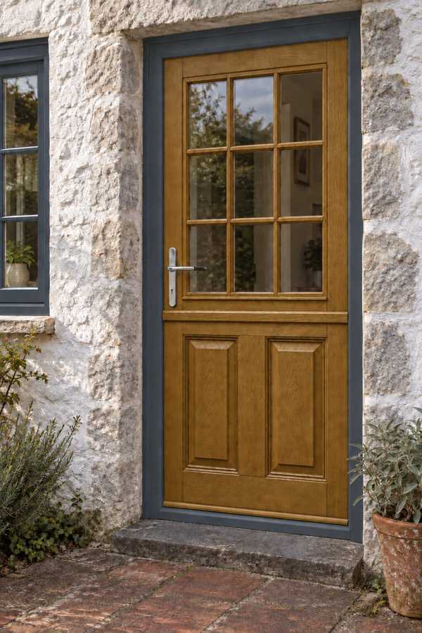 Beeston Georgian Bar Composite Stable Door in Oak