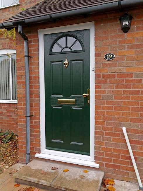 4 Panel Sunburst Composite Front Door in Green