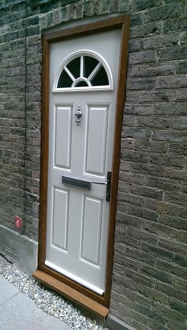 4 Panel Sunburst Composite Front Door in Cream