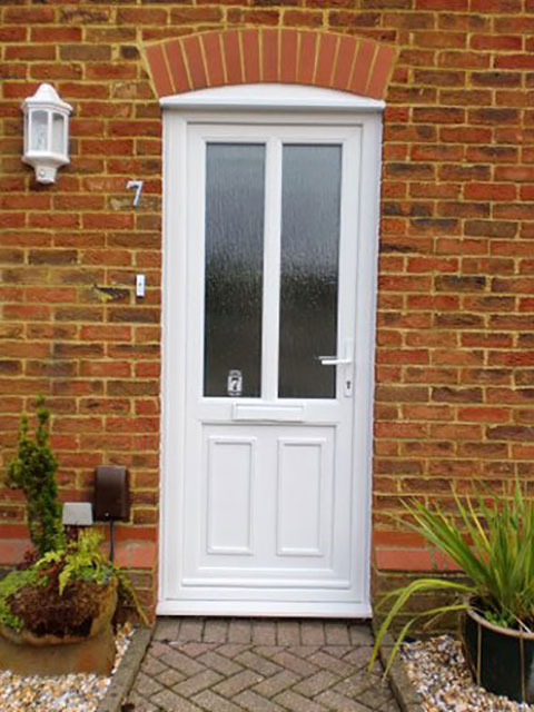 Clinton Half Panel UPVC Door in White with Georgian Bars