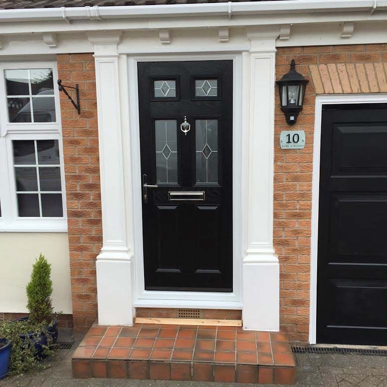 2 Panel 4 Square Classic Composite Front Door in Black