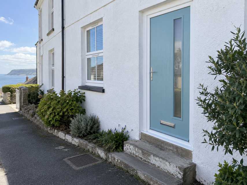 Cottage Long (off set) Glazed Composite Front Door in Duck Egg Blue