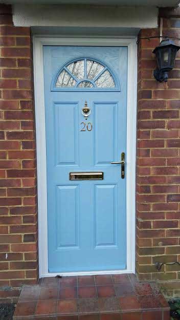 4 Panel Sunburst Composite Front Door in Duck Egg Blue