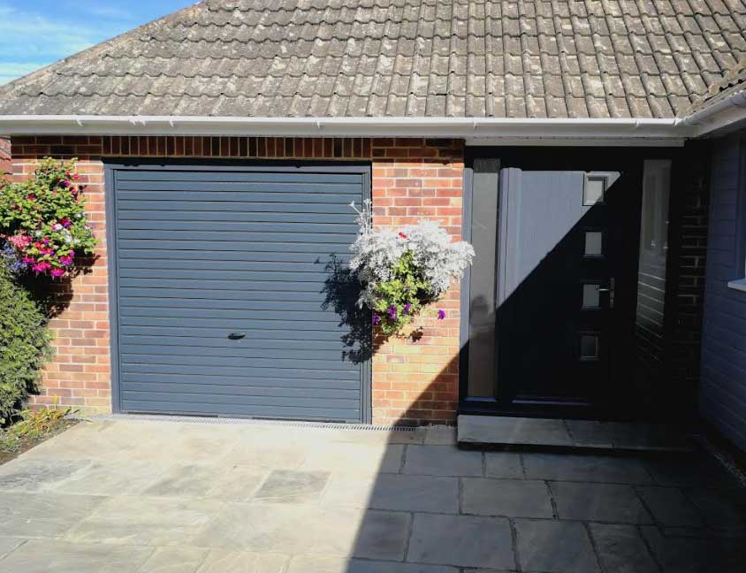 Gallery 4 Square Off Set Glazed Composite Front Door In Grey