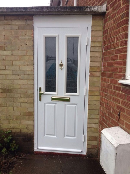2 Panel 2 Square Glazed Composite Front Door in White