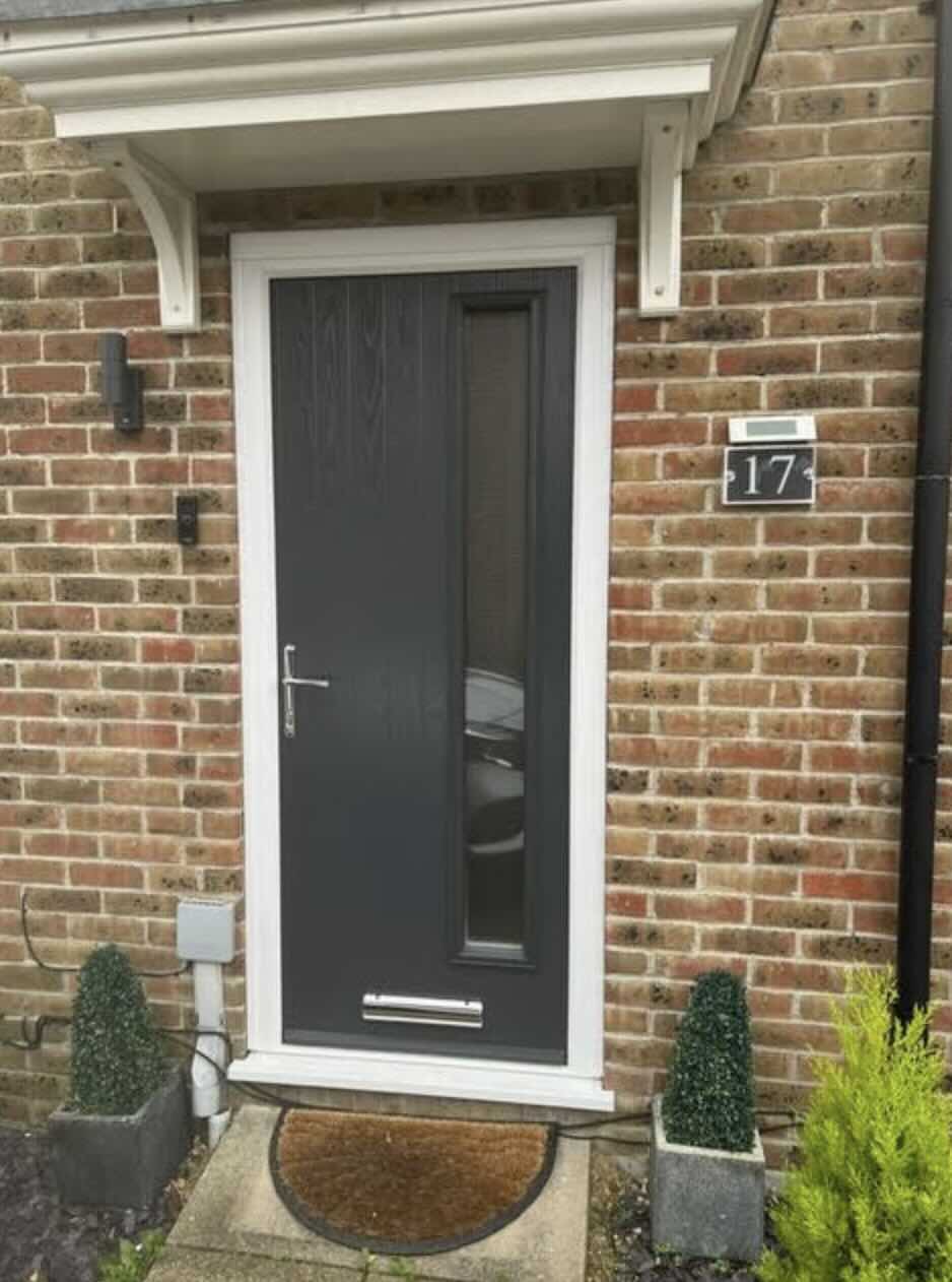 Cottage Long Offset Composite Front Door in Anthracite Grey