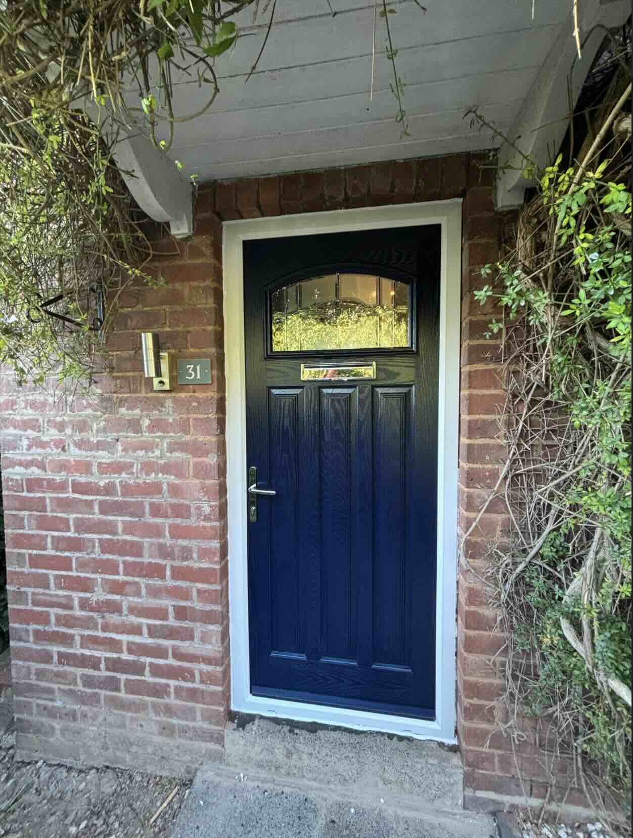 3 Panel 1 Square Composite Front Door in Blue
