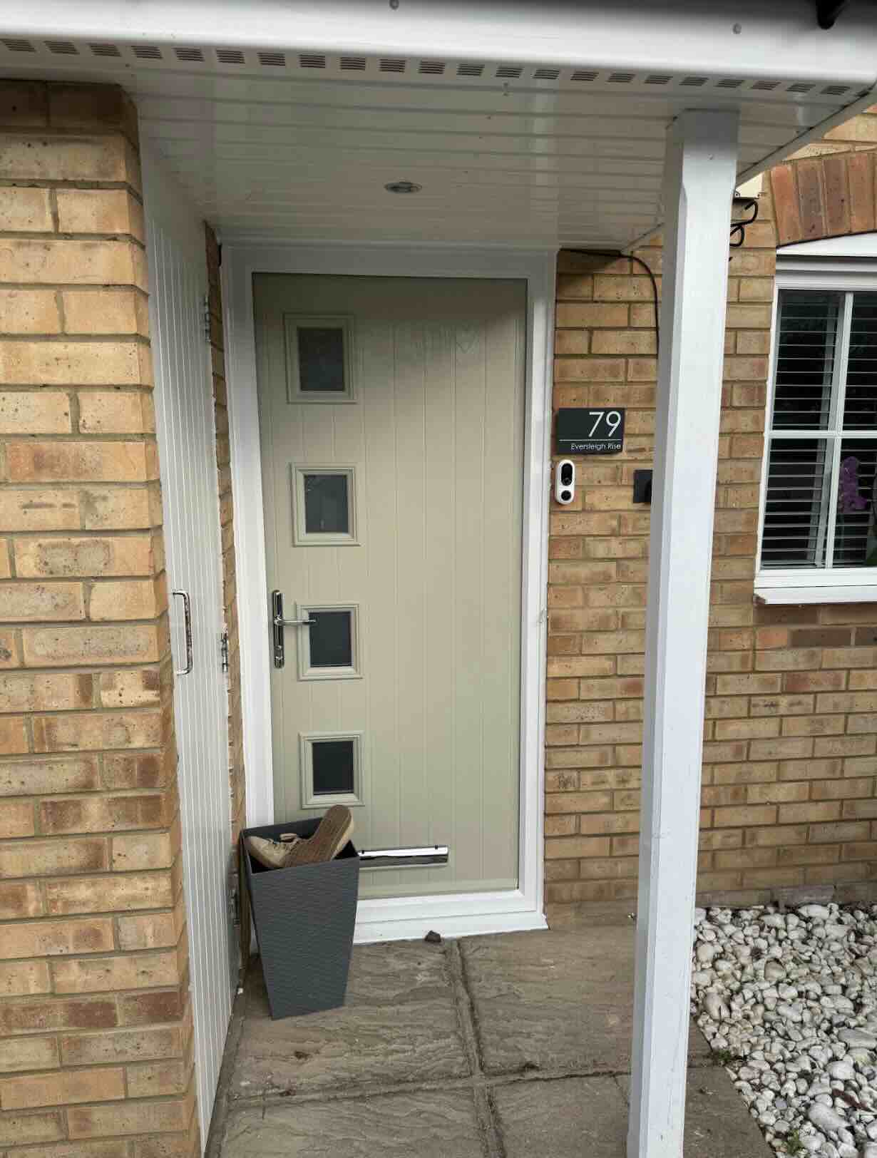 4 Square Offset Composite Front Door in Pebble Grey