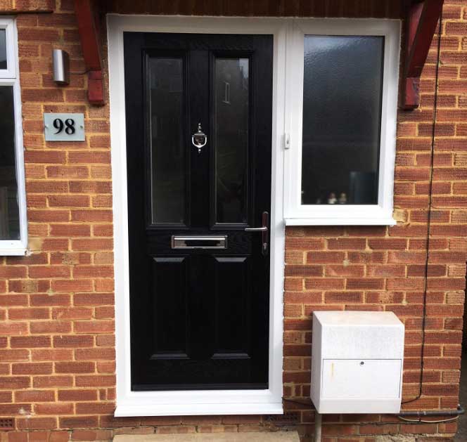 Gallery 2 Panel Square Glazed Composite Front Door In Black