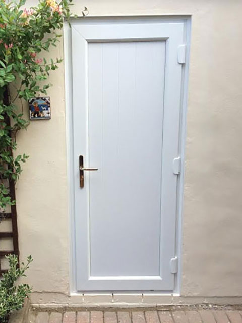 Groove Panel Solid UPVC Door in White