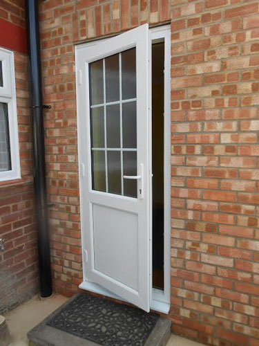 Half Glazed UPVC Door in White with Georgian Bars
