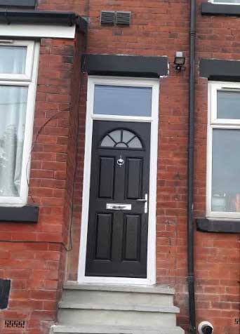 4 Panel Sunburst Composite Front Door in Black