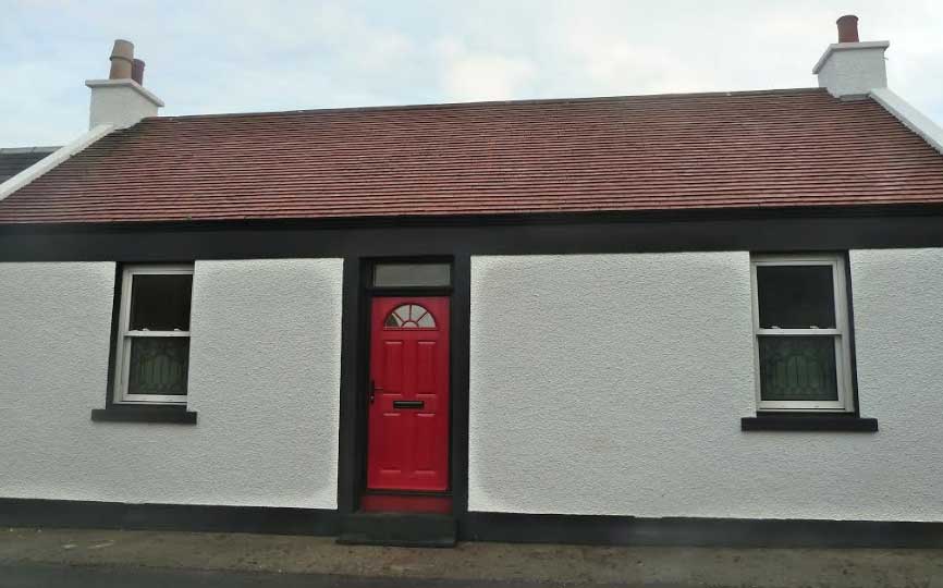 4 Panel 1 Arch Glazed Composite Front Door in Red