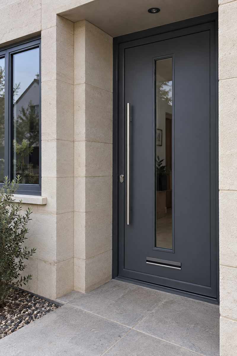 Links Augusta Long Centre Smooth Composite Door in Anthracite Grey