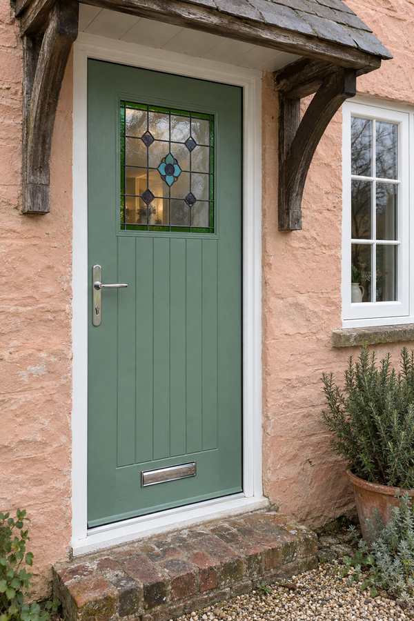 Merion Farmhouse Dorchester Composite Front Door in Chartwell Green
