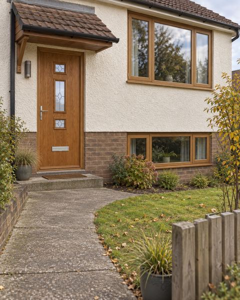 Mid 3 Square Classic Composite Door In Oak