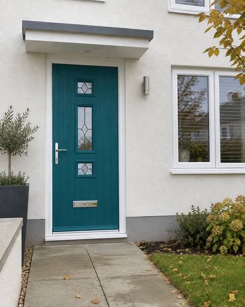 Mid 3 Square Glazed Composite Door in Turquoise Blue