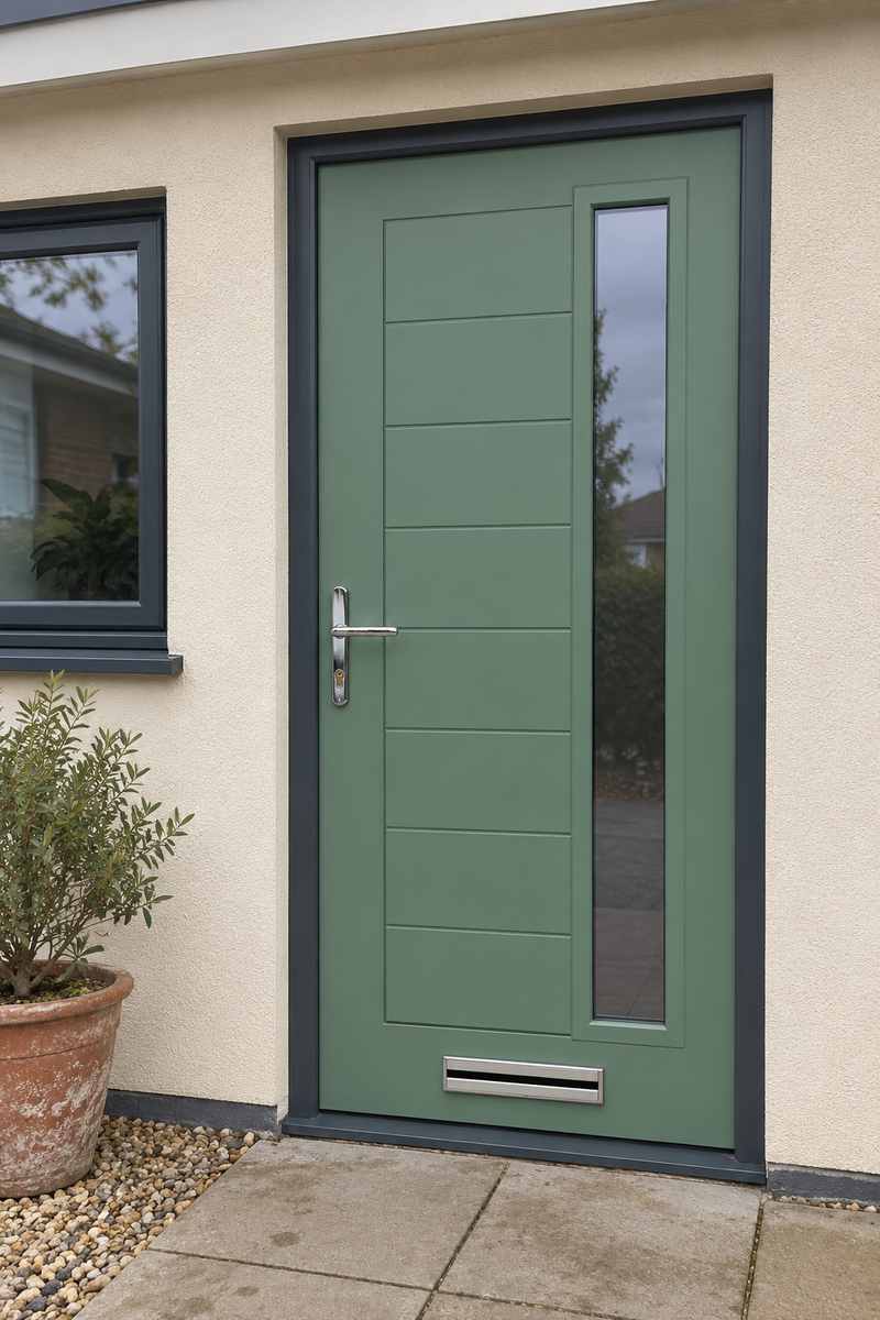 Monza 2 Augusta Offset Long Composite Door in Chartwell Green