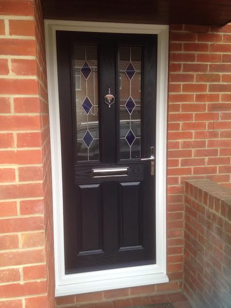 2 Panel 2 Square Crystal Diamond Composite Front Door in Blue