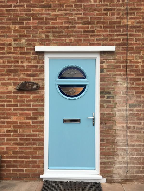 Circle Glazed Composite Front Door in Duck Egg Blue