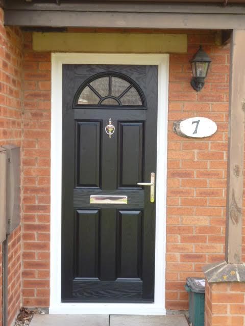 4 Panel Sunburst Composite Front Door in Black