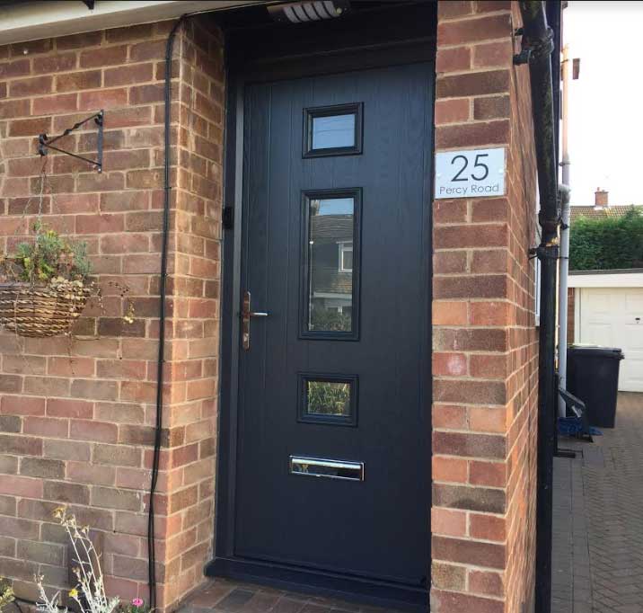 Mid 3 Square Glazed Composite Door in Grey