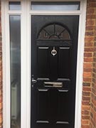 black composite door with glazed side panel & top light