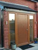 oak door with 2 glazed side panels