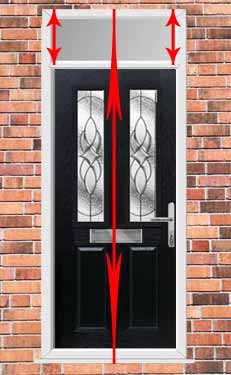 diagram showing how to measure the height of a front door and top light
