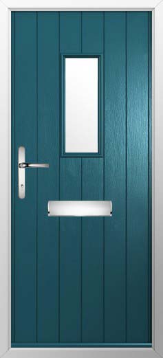 Ancona Glazed Solidor Composite Door in Peacock Blue