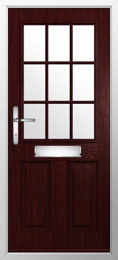 Beeston 1 Georgian Bar Glazed Solidor Composite Door in Rosewood