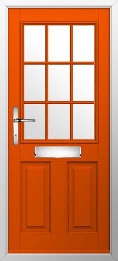 Beeston 1 Georgian Bar Glazed Solidor Composite Door in Tangerine
