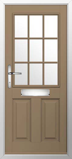 Beeston 1 Georgian Bar Glazed Solidor Composite Door in Truffle Brown