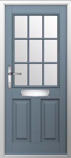 Beeston 1 Georgian Bar Glazed Solidor Composite Door in Twilight Grey