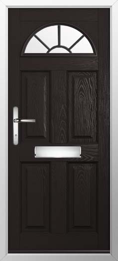 Conway 1 Georgian Bar Glazed Solidor Composite Door in Black Brown