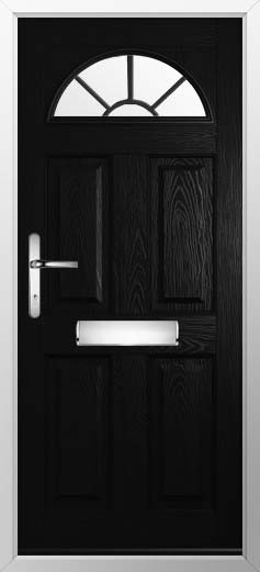 Conway 1 Georgian Bar Glazed Solidor Composite Door in Black