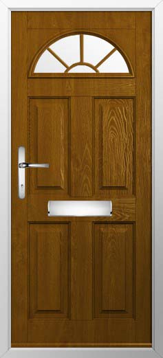 Conway 1 Georgian Bar Glazed Solidor Composite Door in Oak