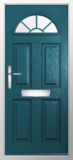 Conway 1 Georgian Bar Glazed Solidor Composite Door in Peacock Blue