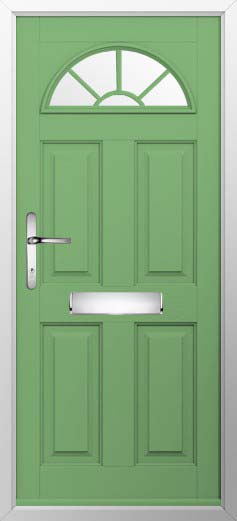 Conway 1 Georgian Bar Glazed Solidor Composite Door in Pistachio Green