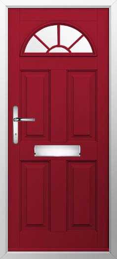 Conway 1 Georgian Bar Glazed Solidor Composite Door in Ruby Red