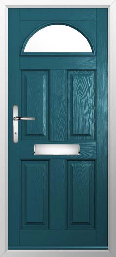 Conway 1 Glazed Solidor Composite Door in Peacock Blue