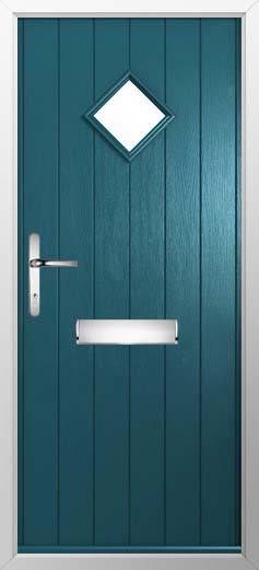Flint 1 Glazed Solidor Composite Door in Peacock Blue