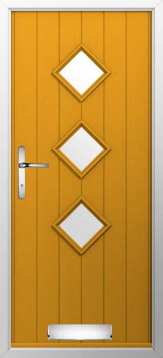 Flint 3 Glazed Solidor Composite Door in Amber Gold