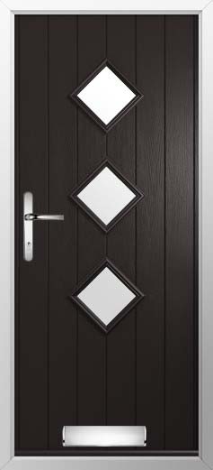 Flint 3 Glazed Solidor Composite Door in Black Brown