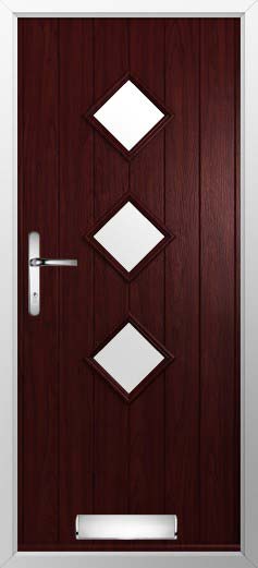 Flint 3 Glazed Solidor Composite Door in Rosewood