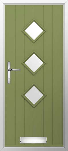Flint 3 Glazed Solidor Composite Door in Forest Green
