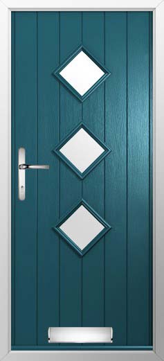 Flint 3 Glazed Solidor Composite Door in Peacock Blue