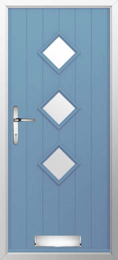 Flint 3 Glazed Solidor Composite Door in Pottery Blue